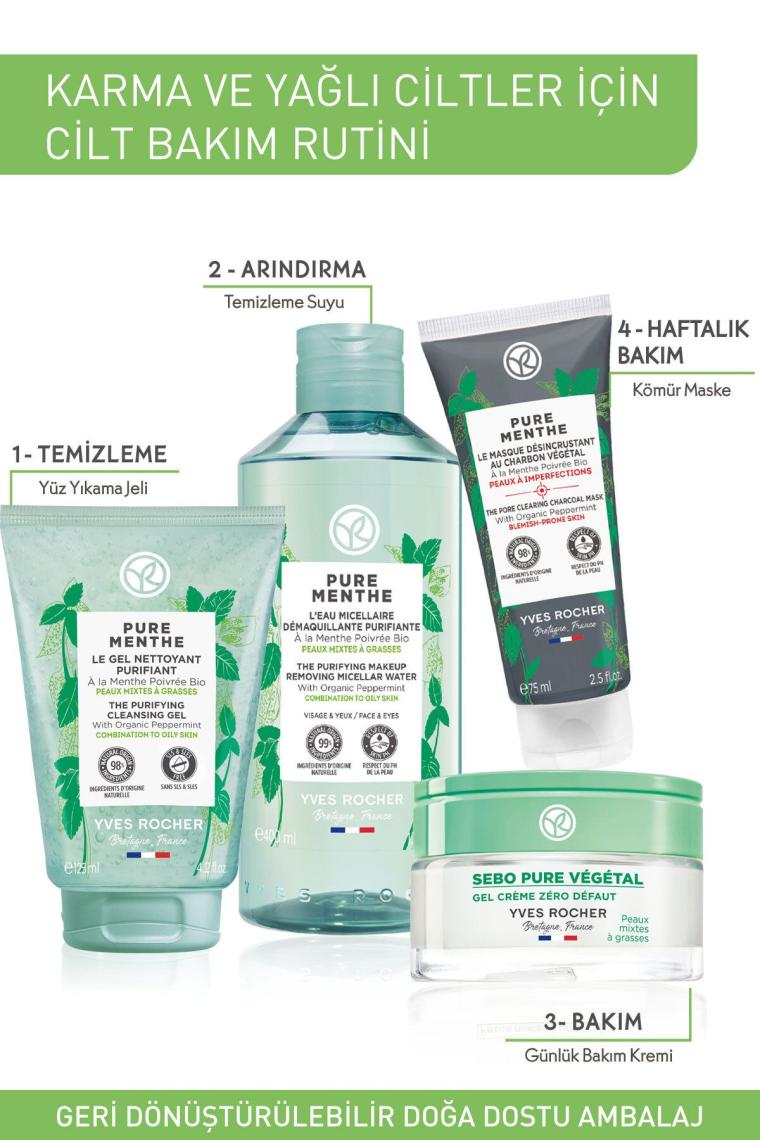 Karma Ve Yağlı Ciltler Için Pure Menthe Prebiyotik Yüz Yıkama Jeli-125 ml