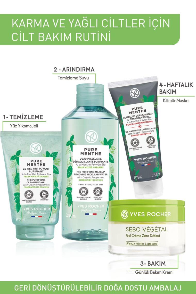 Karma Ve Yağlı Ciltler Için Pure Menthe Prebiyotik Yüz Yıkama Jeli-125 ml