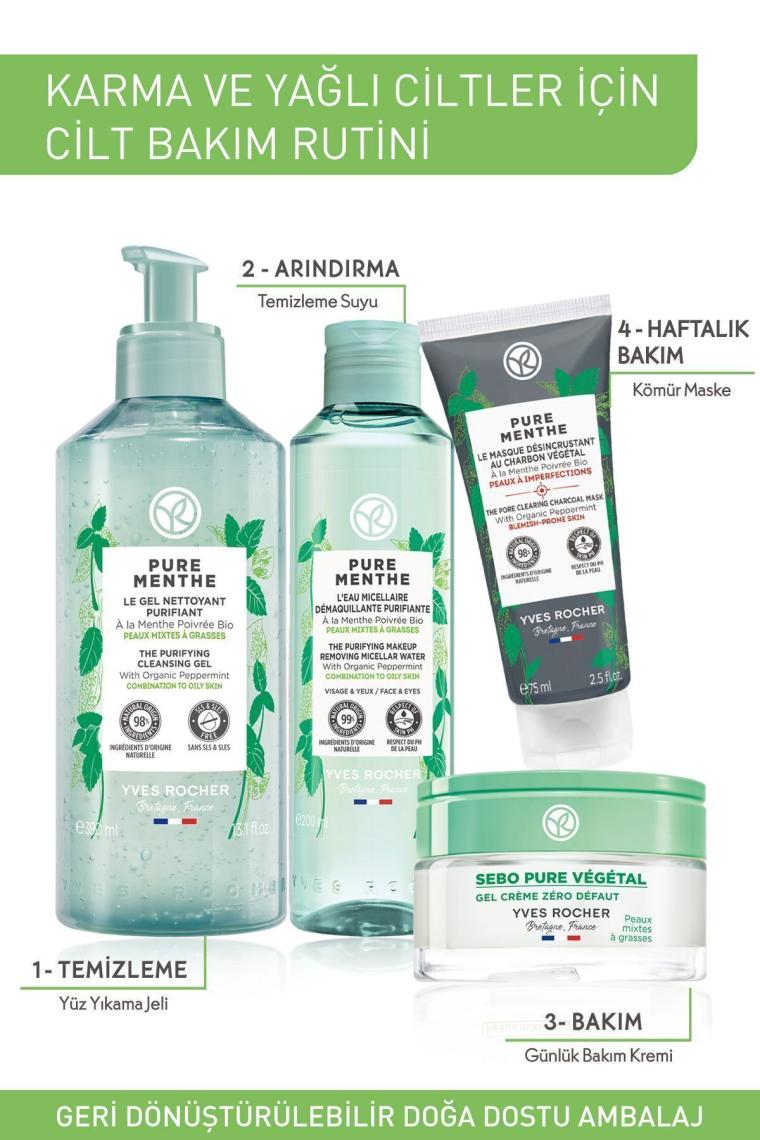 Karma Ve Yağlı Ciltler Için Pure Menthe Prebiyotik Yüz Yıkama / Temizleme Jeli-390 ml