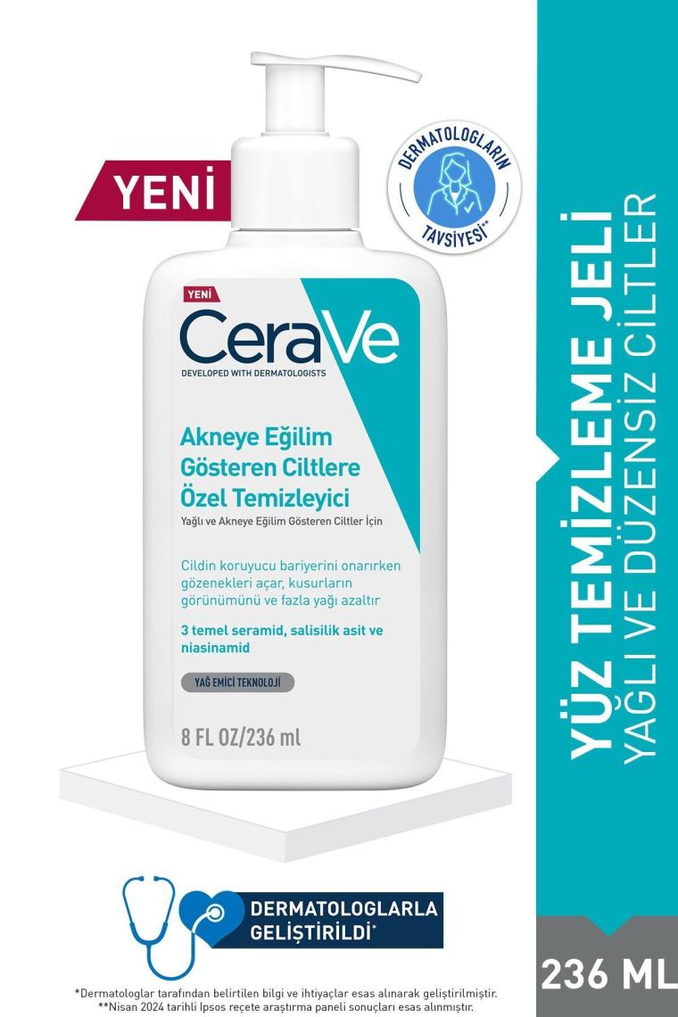 Yağlı Ve Akneye Eğilimli Ciltler İçin Yüz Temizleme Jeli 236 ml