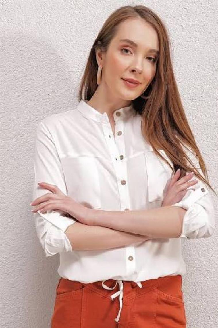 Bigdart 3619 Önü Bağcıklı Kadın Gömlek