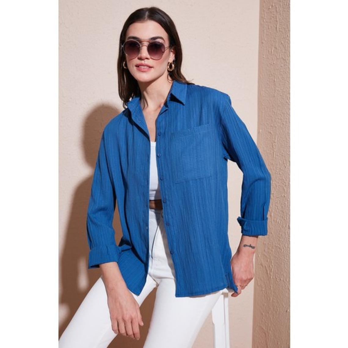 Lela Regular Fit Tek Cepli Önü Kısa Arkası Uzun Krinkıl Gömlek Bayan Gömlek 6772752