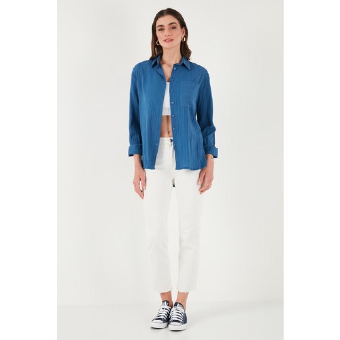 Lela Regular Fit Tek Cepli Önü Kısa Arkası Uzun Krinkıl Gömlek Bayan Gömlek 6772752