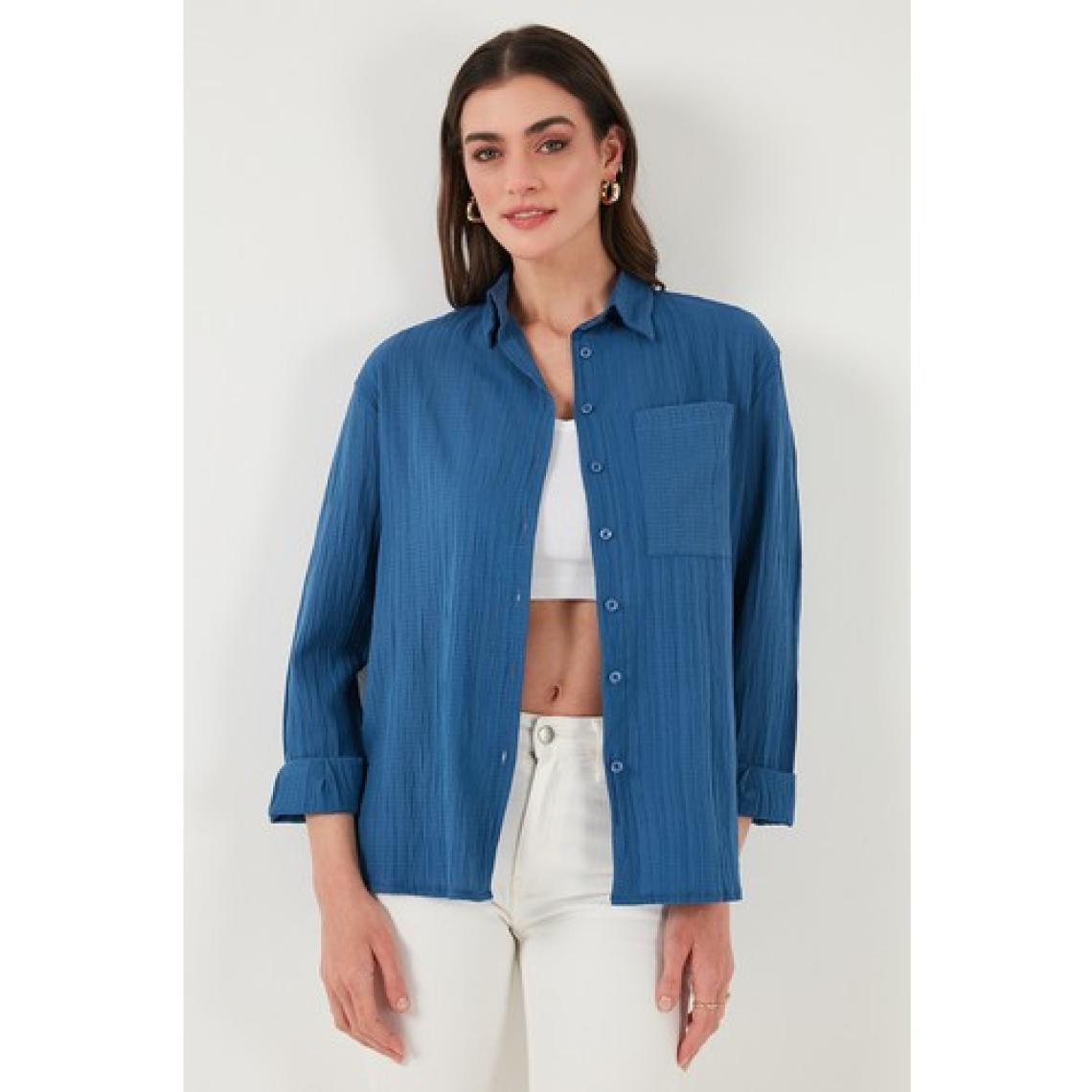 Lela Regular Fit Tek Cepli Önü Kısa Arkası Uzun Krinkıl Gömlek Bayan Gömlek 6772752