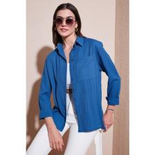 Lela Regular Fit Tek Cepli Önü Kısa Arkası Uzun Krinkıl Gömlek Bayan Gömlek 6772752