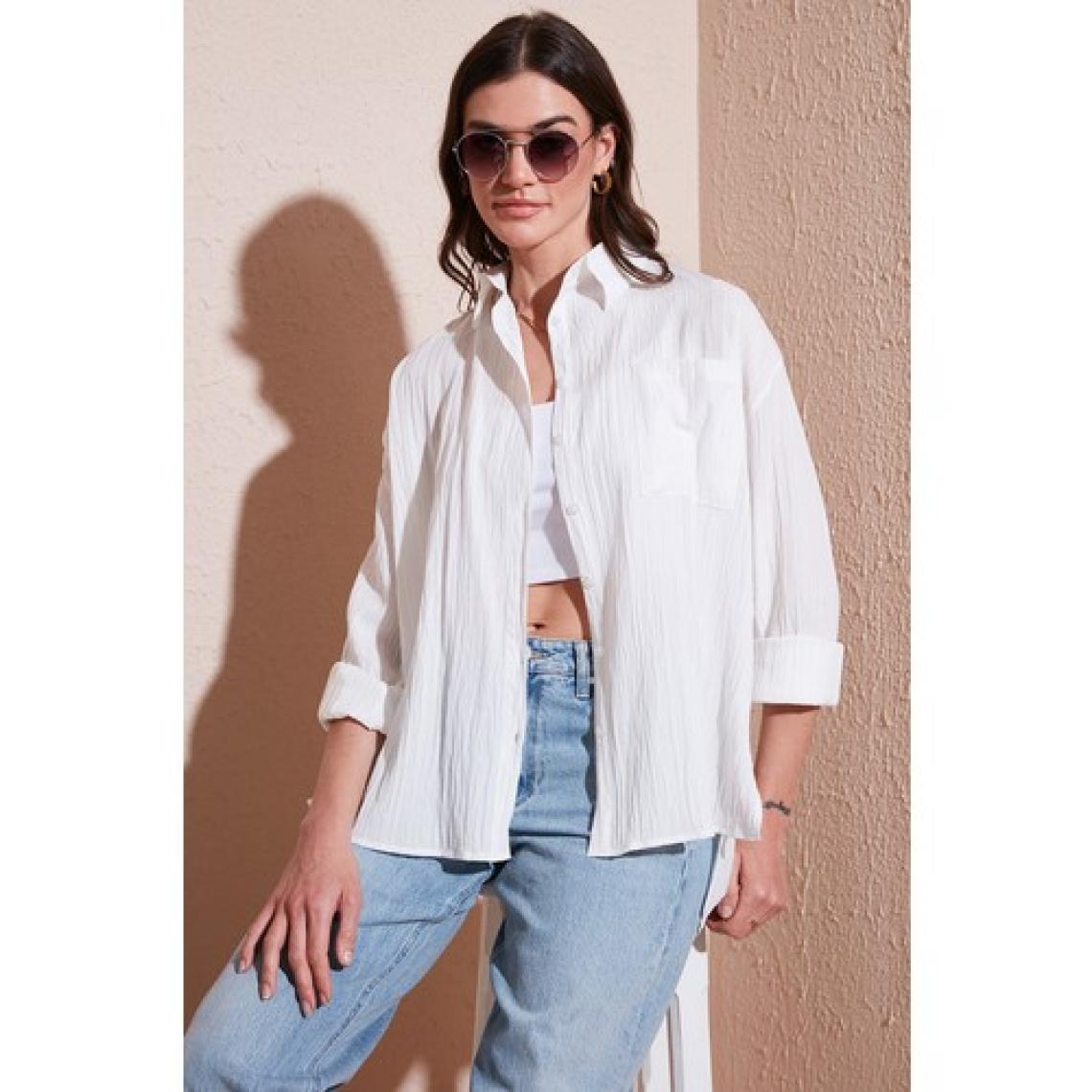 Lela Regular Fit Tek Cepli Önü Kısa Arkası Uzun Krinkıl Gömlek Bayan Gömlek 6772752