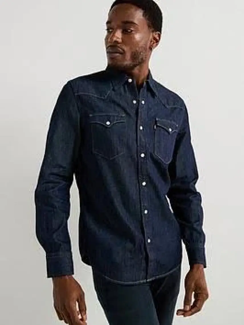 Classic Western Standard Red Cast Rinse Mavi Erkek Gömlek