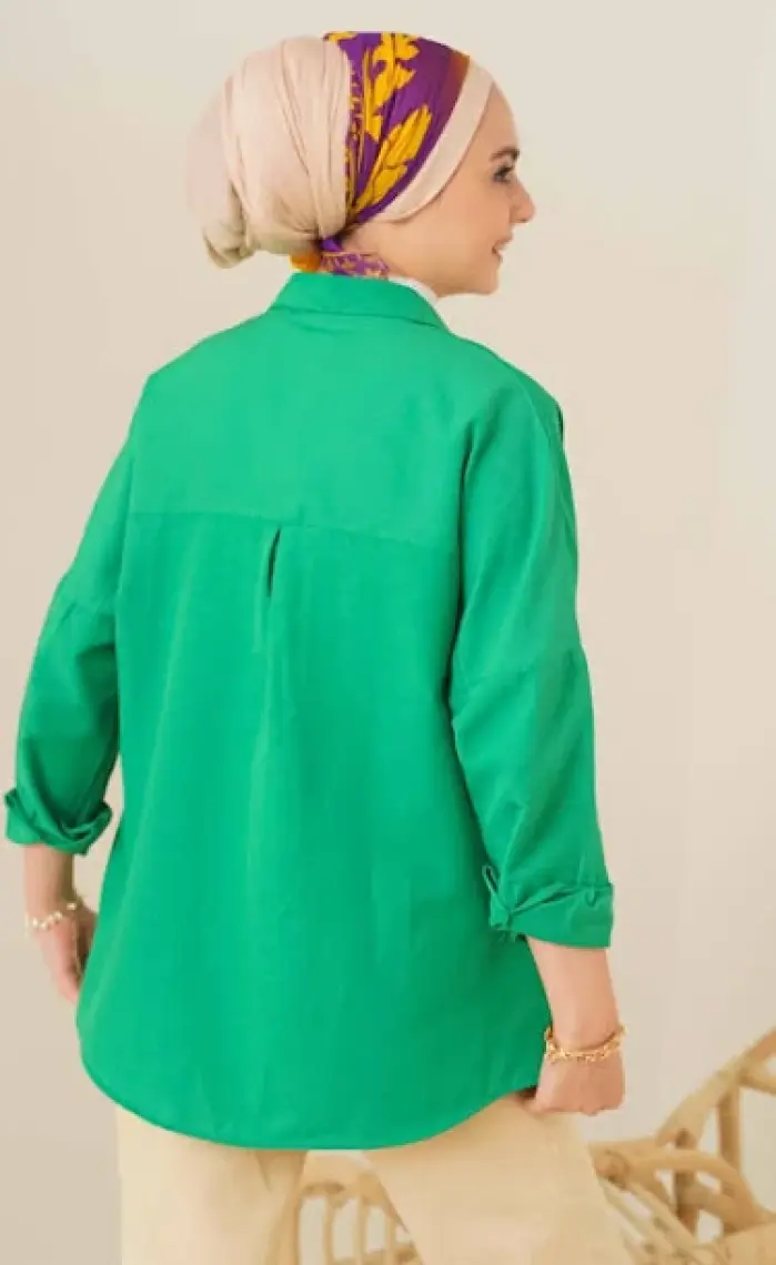 Bigdart 103901 Oversize Basic Tesettür Gömlek - Turuncu