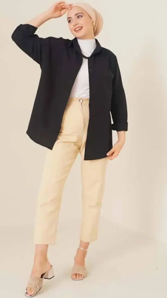 Bigdart 103901 Oversize Basic Tesettür Gömlek - Turuncu