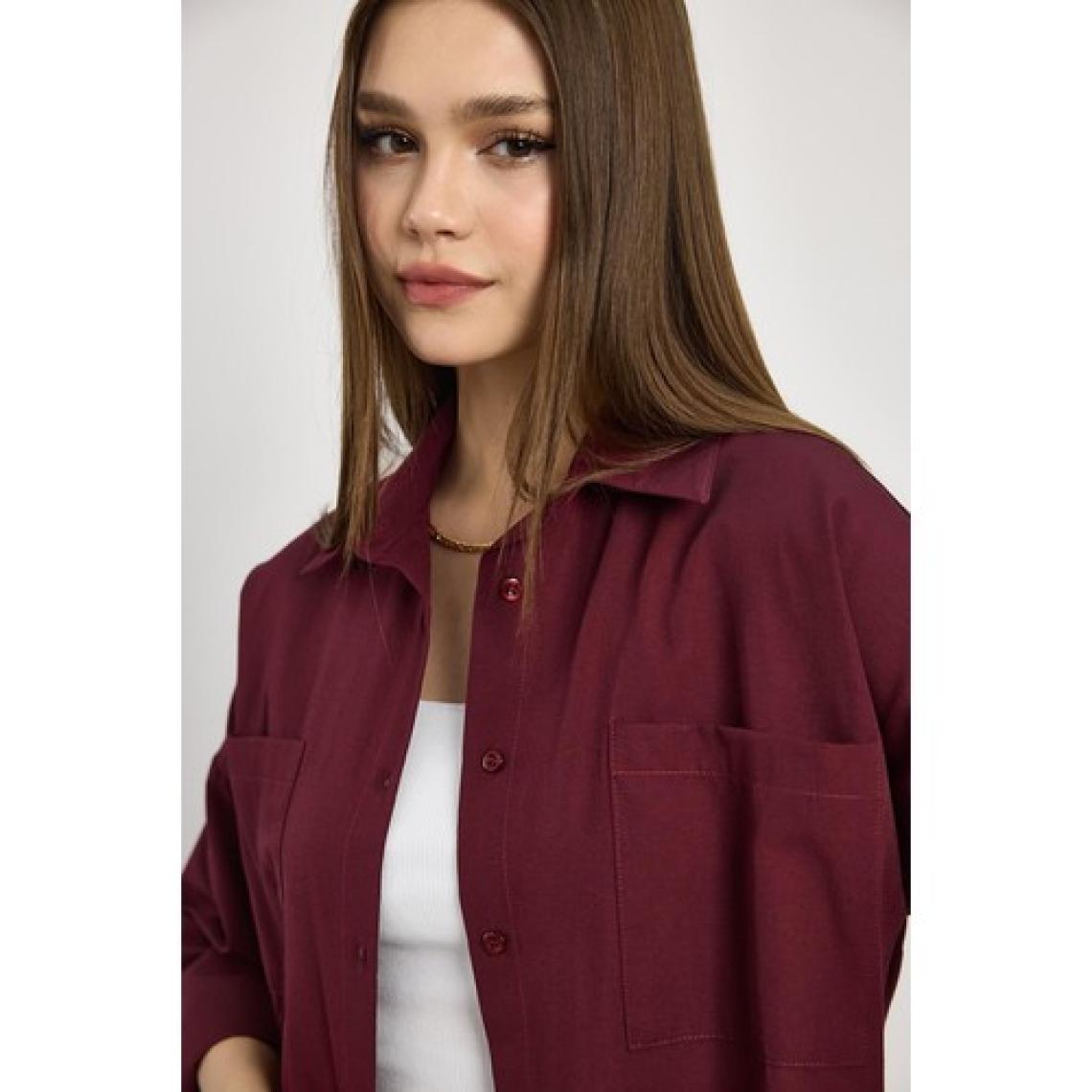 Rays TCR-6256A Önü Düğmeli Gömlek Bordo