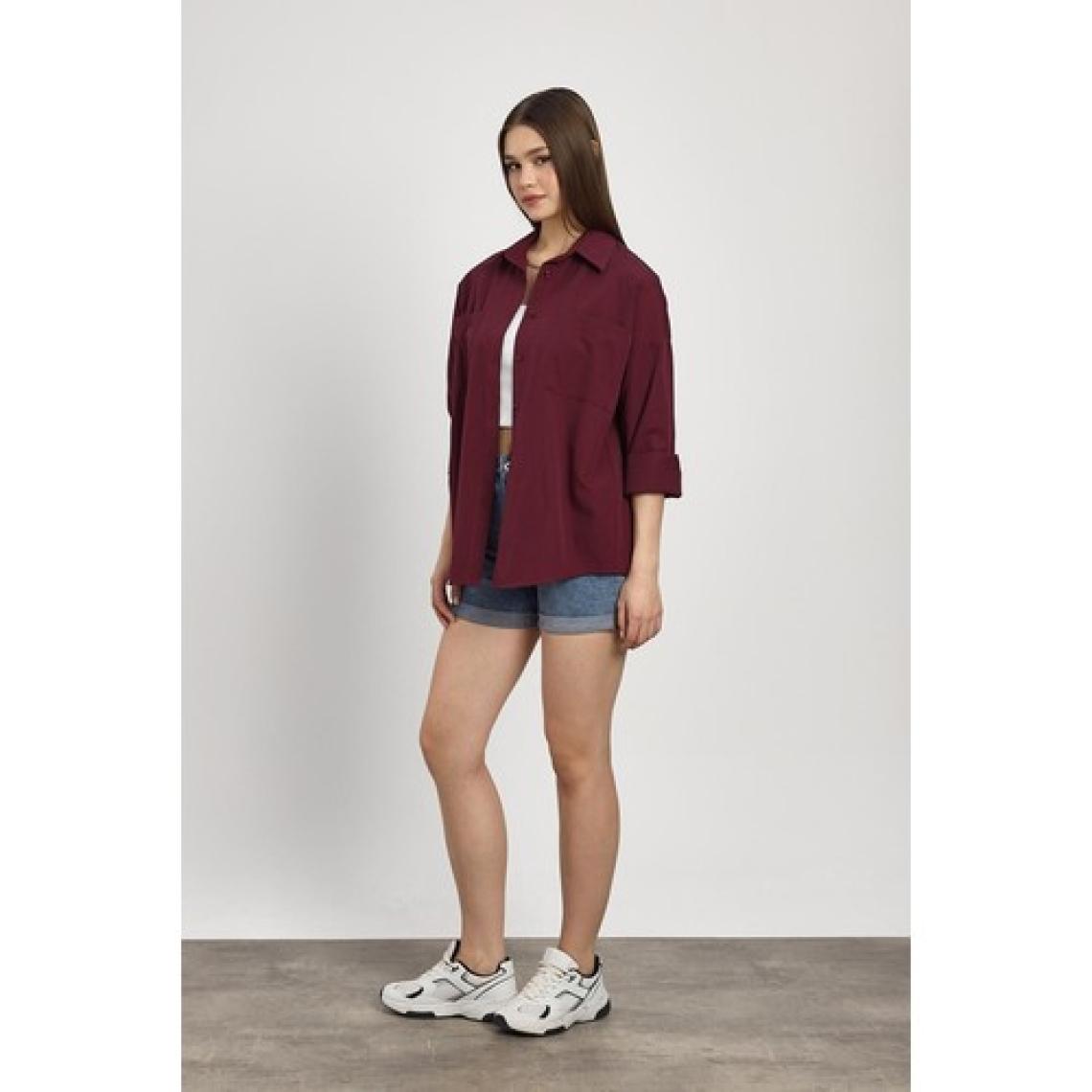 Rays TCR-6256A Önü Düğmeli Gömlek Bordo