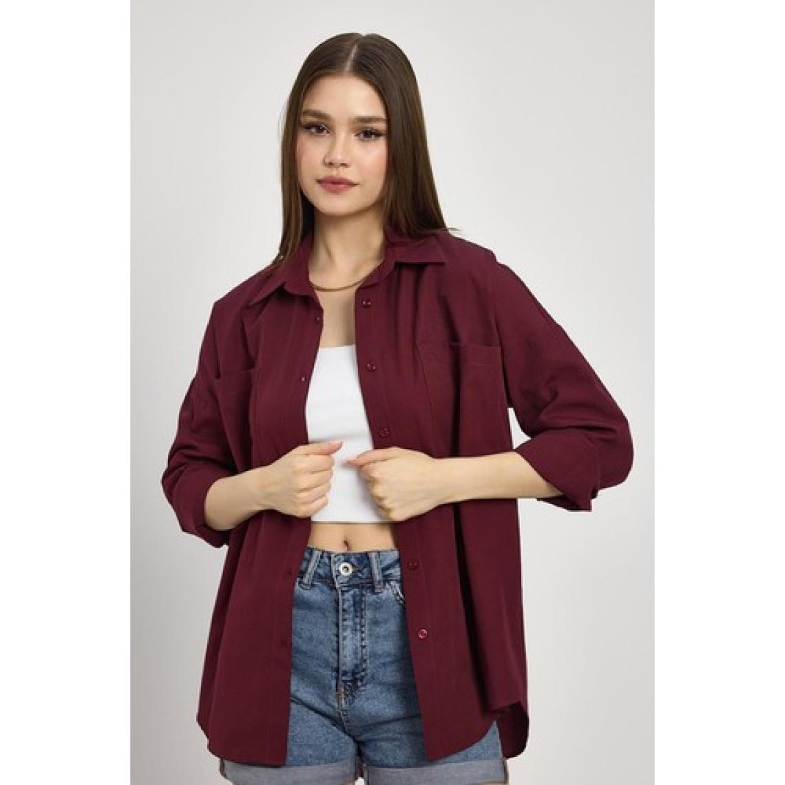 Rays TCR-6256A Önü Düğmeli Gömlek Bordo