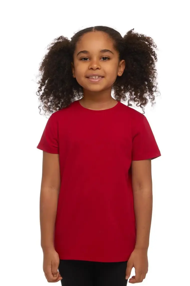 Kırmızı Basic Unisex Çocuk Sıfır Yaka Kısa Kollu Tişört