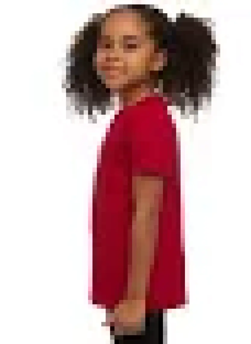 Kırmızı Basic Unisex Çocuk Sıfır Yaka Kısa Kollu Tişört