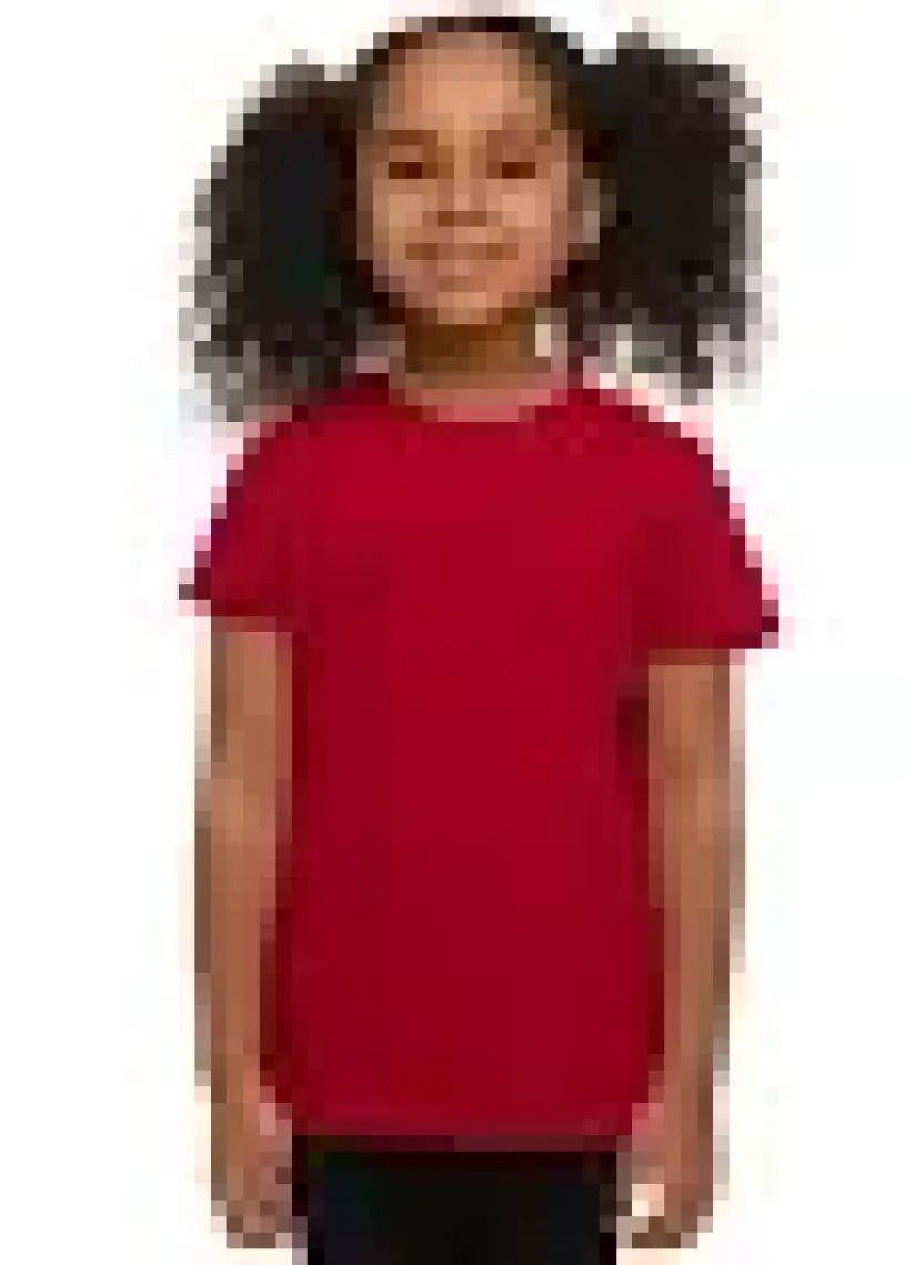 Kırmızı Basic Unisex Çocuk Sıfır Yaka Kısa Kollu Tişört