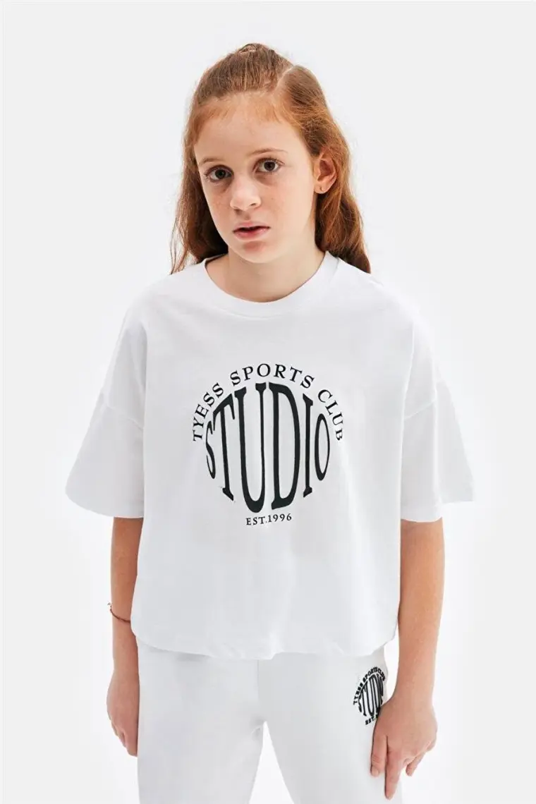 Tyess Kız Çocuk Beyaz Tshirt 23PSSTJ4508