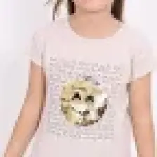 Toontoy Kız Çocuk Gülen Yüz Pullu Nakış T-shirt