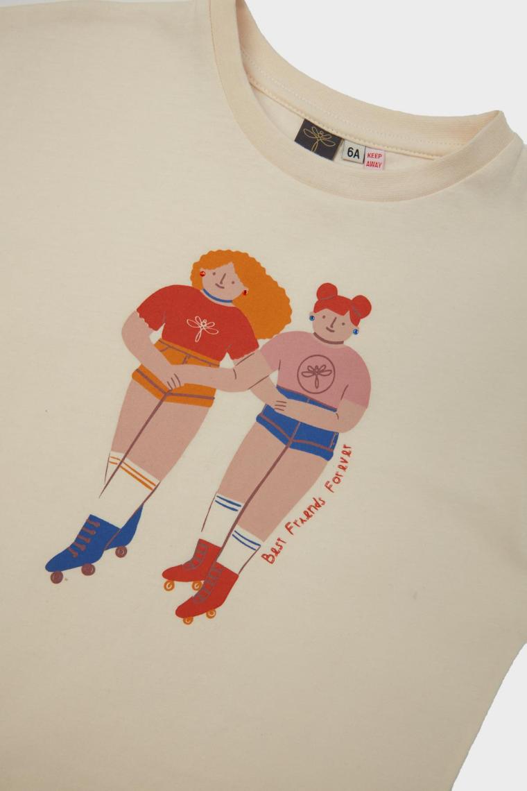 Tyess Bg Store Kız Çocuk Krem T-Shirt 23PFWTJ4509