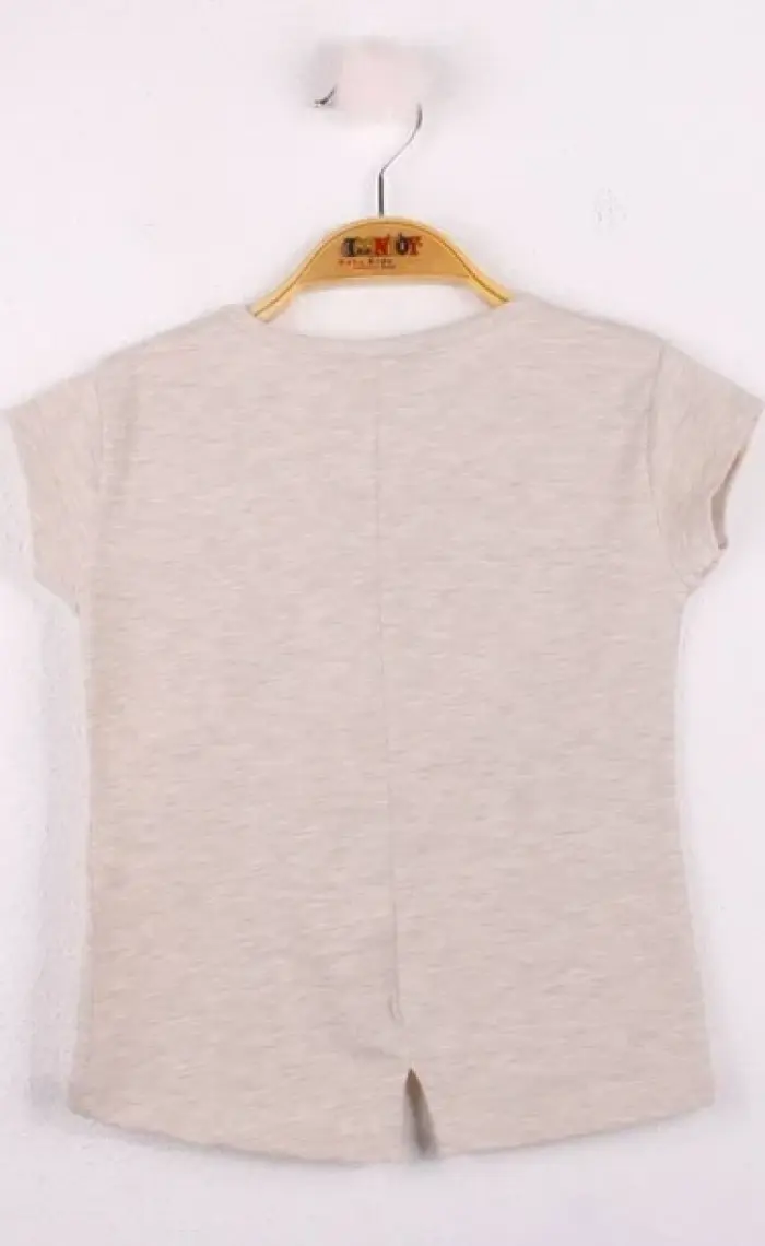 Toontoy Kız Çocuk Gülen Yüz Pullu Nakış T-shirt