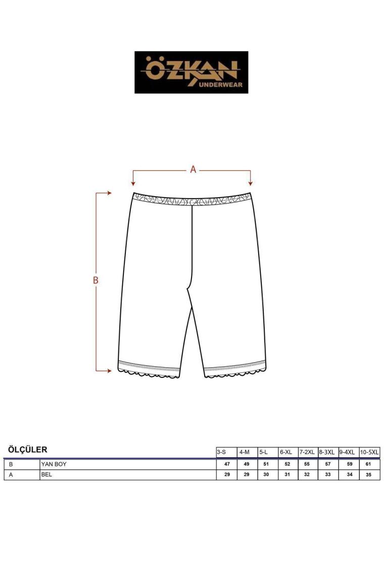 Özkan Underwear 0114 Kadın Pamuklu Dantelli Ribana Esnek Yumuşak Paçalı Alt İçlik Don Külot Tayt