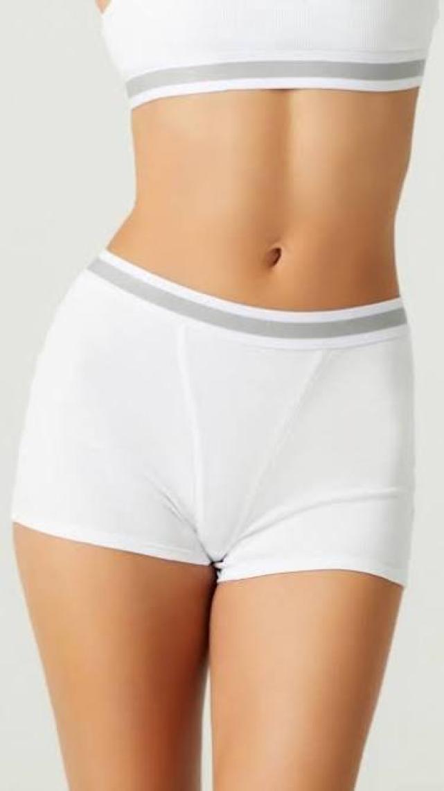 Los Ojos X Melodi Beyaz Pamuklu Fitilli Boxer Külot Waistband Boyshort