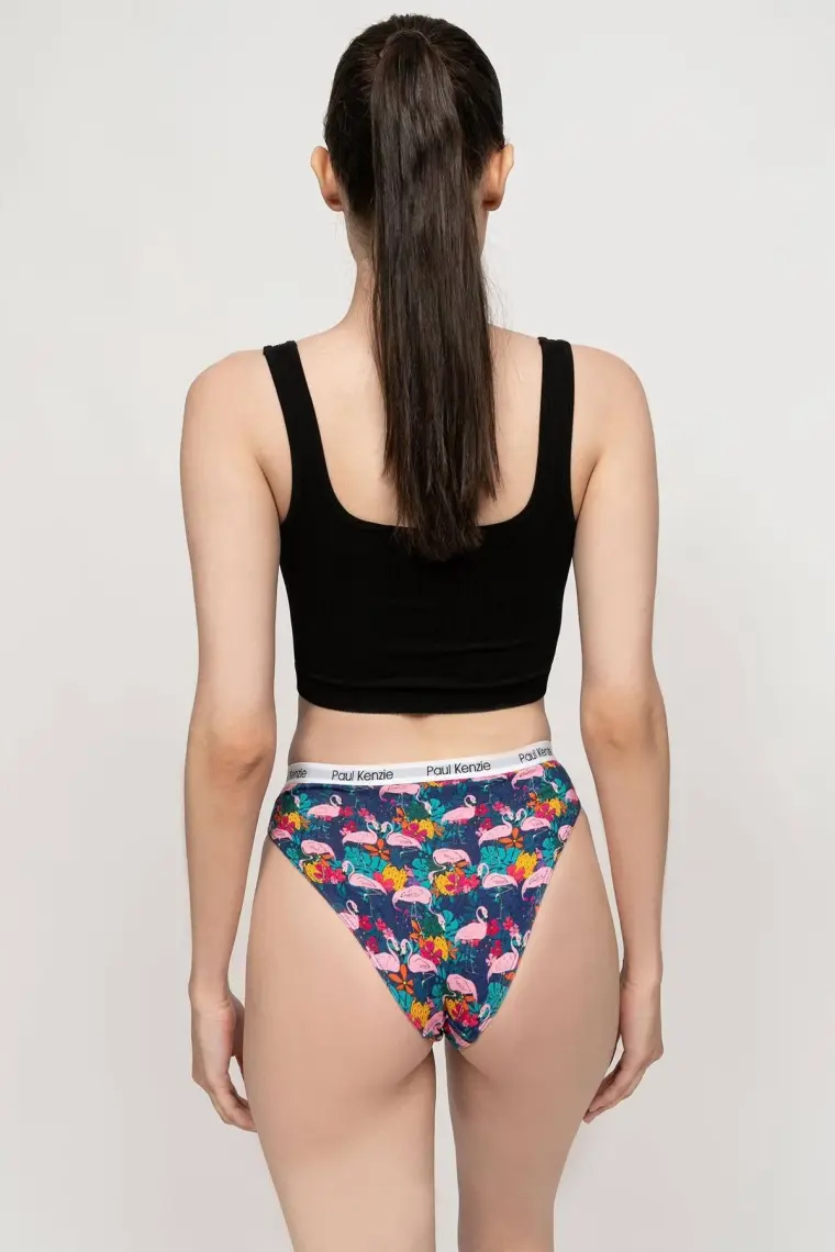 Paul Kenzie Unique Effect Desenli Kadın Slip Külot - Flamingo