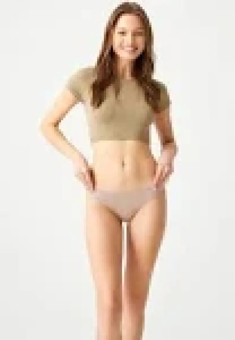 Los Ojos Bej Fitilli Seamless Klasik Külot Ribbed Classic