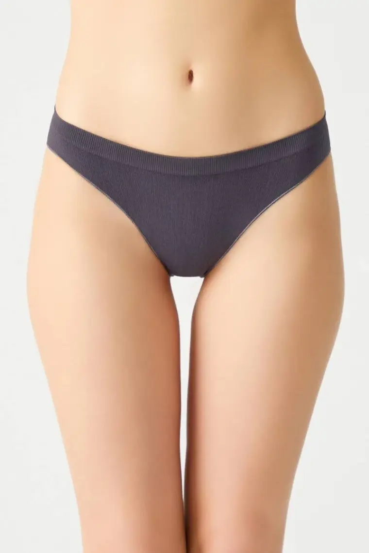 Los Ojos Bej Fitilli Seamless Klasik Külot Ribbed Classic