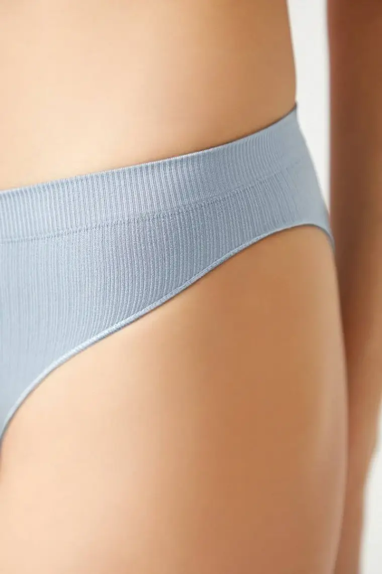 Los Ojos Bej Fitilli Seamless Klasik Külot Ribbed Classic