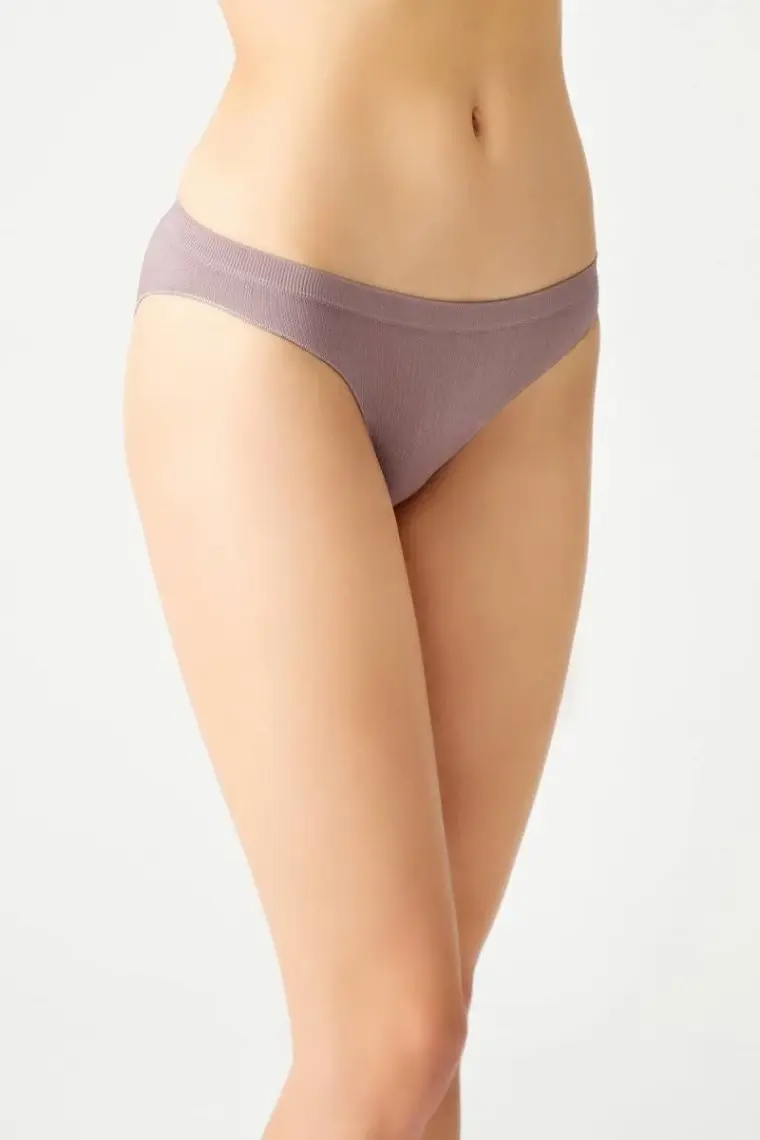 Los Ojos Bej Fitilli Seamless Klasik Külot Ribbed Classic