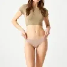 Los Ojos Bej Fitilli Seamless Klasik Külot Ribbed Classic