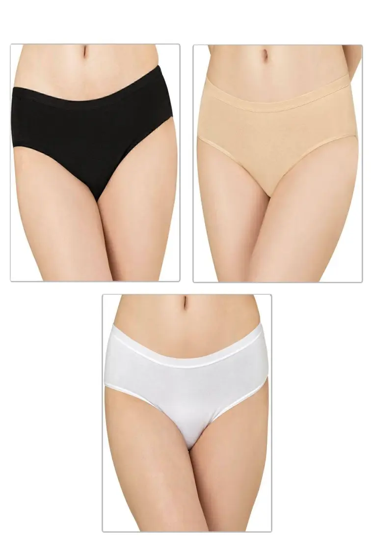 Özkan Underwear Özkan 26800 Kadın 3'lü Paket Pamuklu Büyük Beden Aralığı Esnek Yüksek Bel Battal Boy Bato Külot
