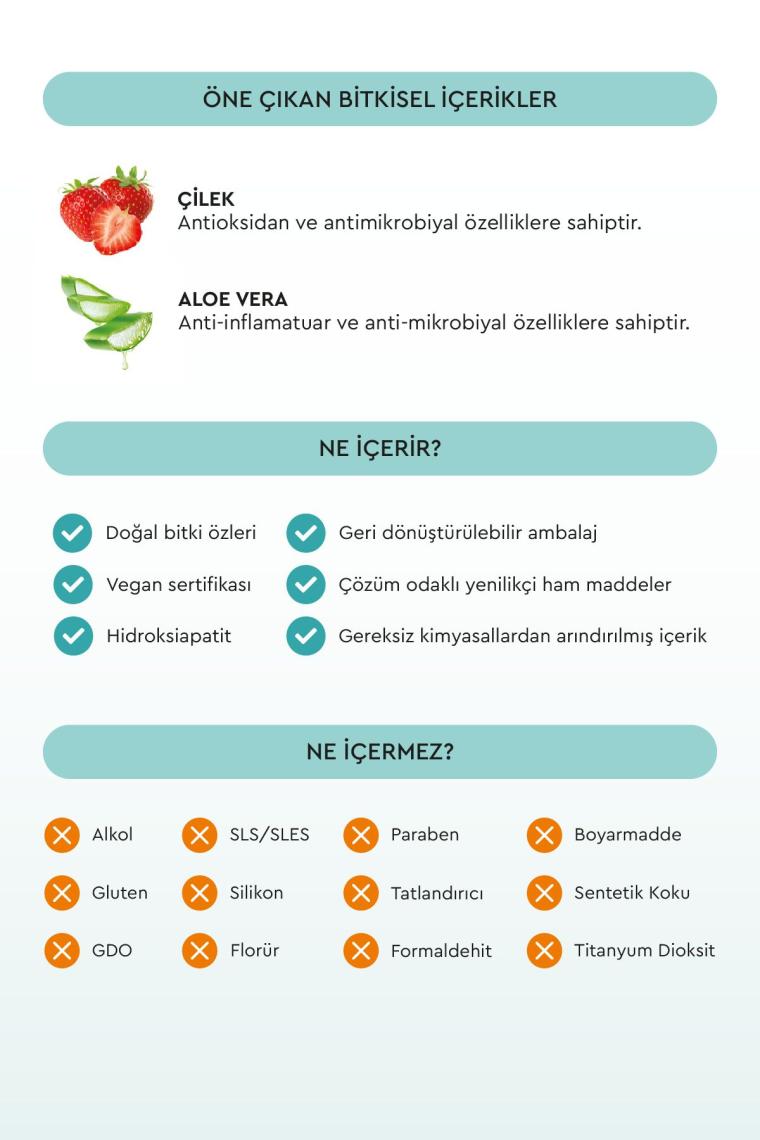 Florürsüz Çocuk Diş Macunu Çilek, 50 gr