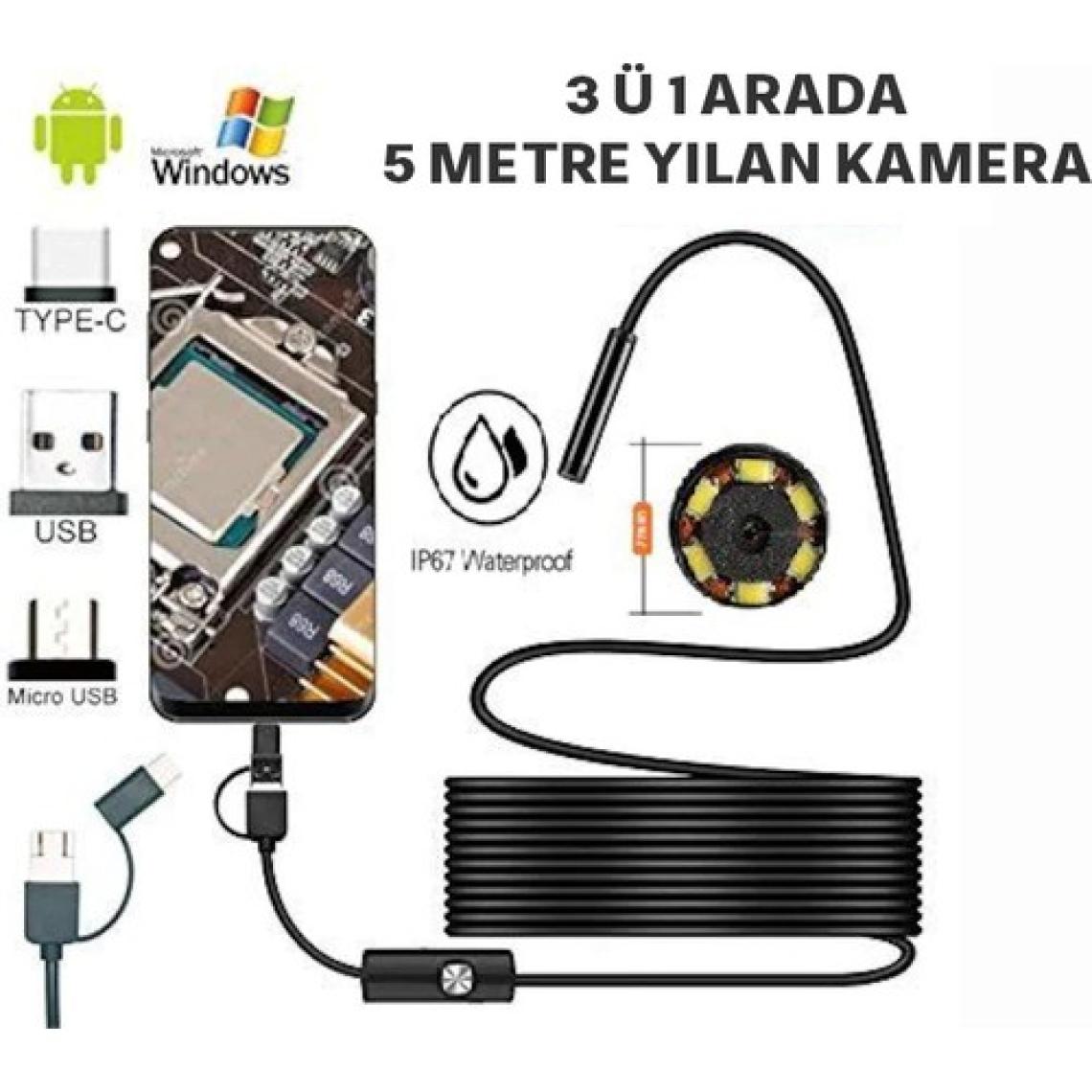 Yoosee 10MT Çift Lens ve Işıklı USB Girişli Çift Kameralı Endeskop  Boroskop Yılan Kamera