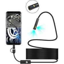 Yoosee 2mt Çift Lens ve Işıklı USB Girişli Çift Kameralı Endeskop Boroskop Sert Kablo Yılan Kamera