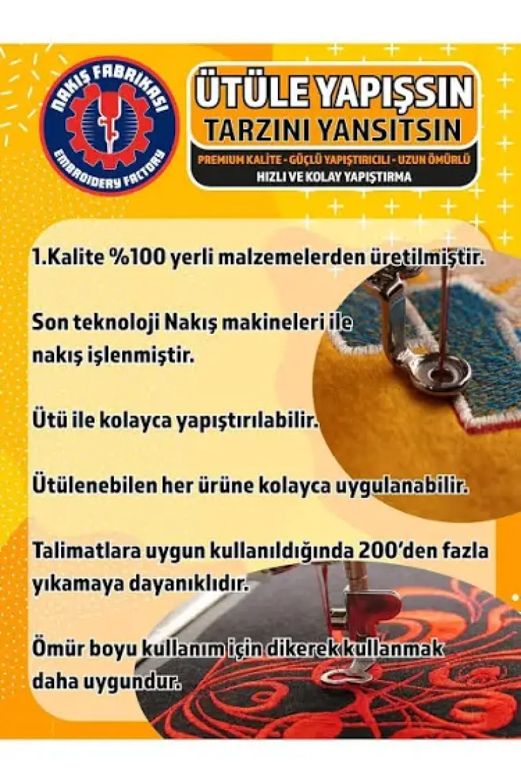 Nakış Fabrikası Ütü ile Yapışan Nakışlı Patch Arma Peç, Top Seti (5 Adet), Kaliteli Nakış Dokuma Aplike Yama