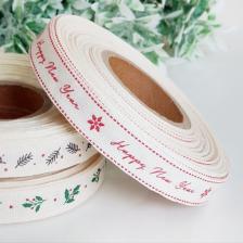 Pamuk şerit, happy new year, 1.5 cm  5 metre