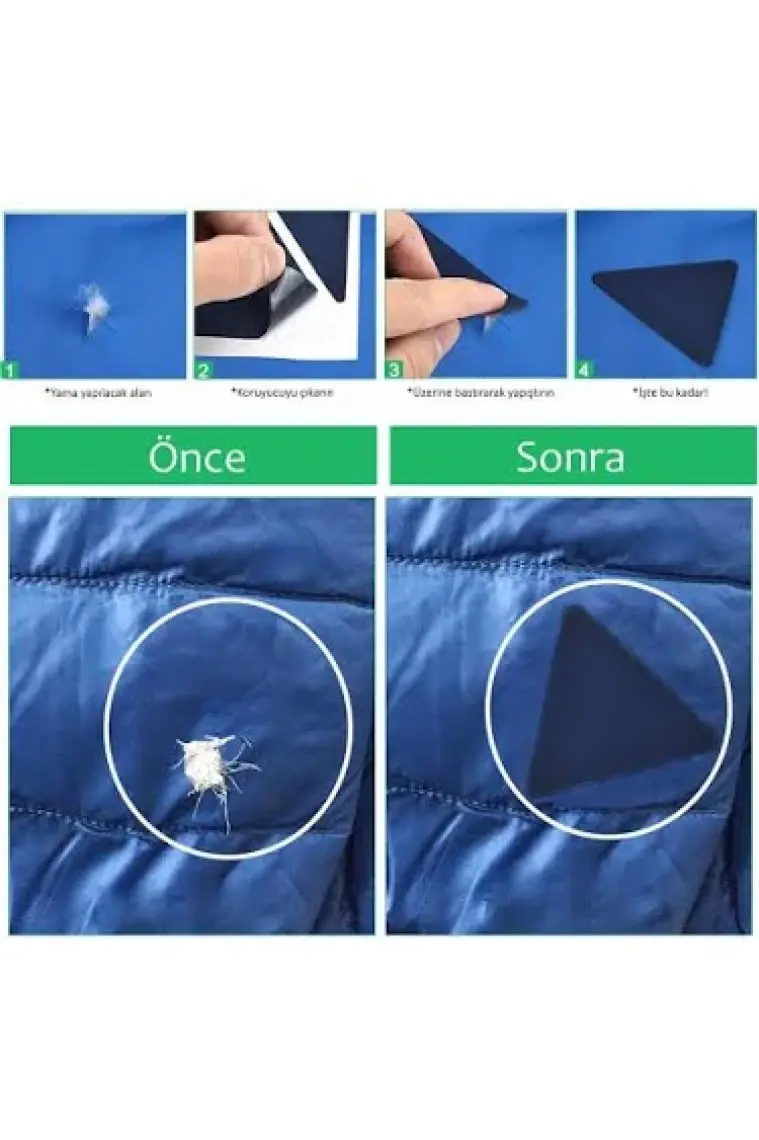 FIXALL ADHESIVE PRODUCTS Yapışkanlı Polyester Kumaş Mont Çadır Şemsiye Tamir Yaması 19 Adet Lacivert