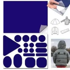 FIXALL ADHESIVE PRODUCTS Yapışkanlı Polyester Kumaş Mont Çadır Şemsiye Tamir Yaması 19 Adet Lacivert