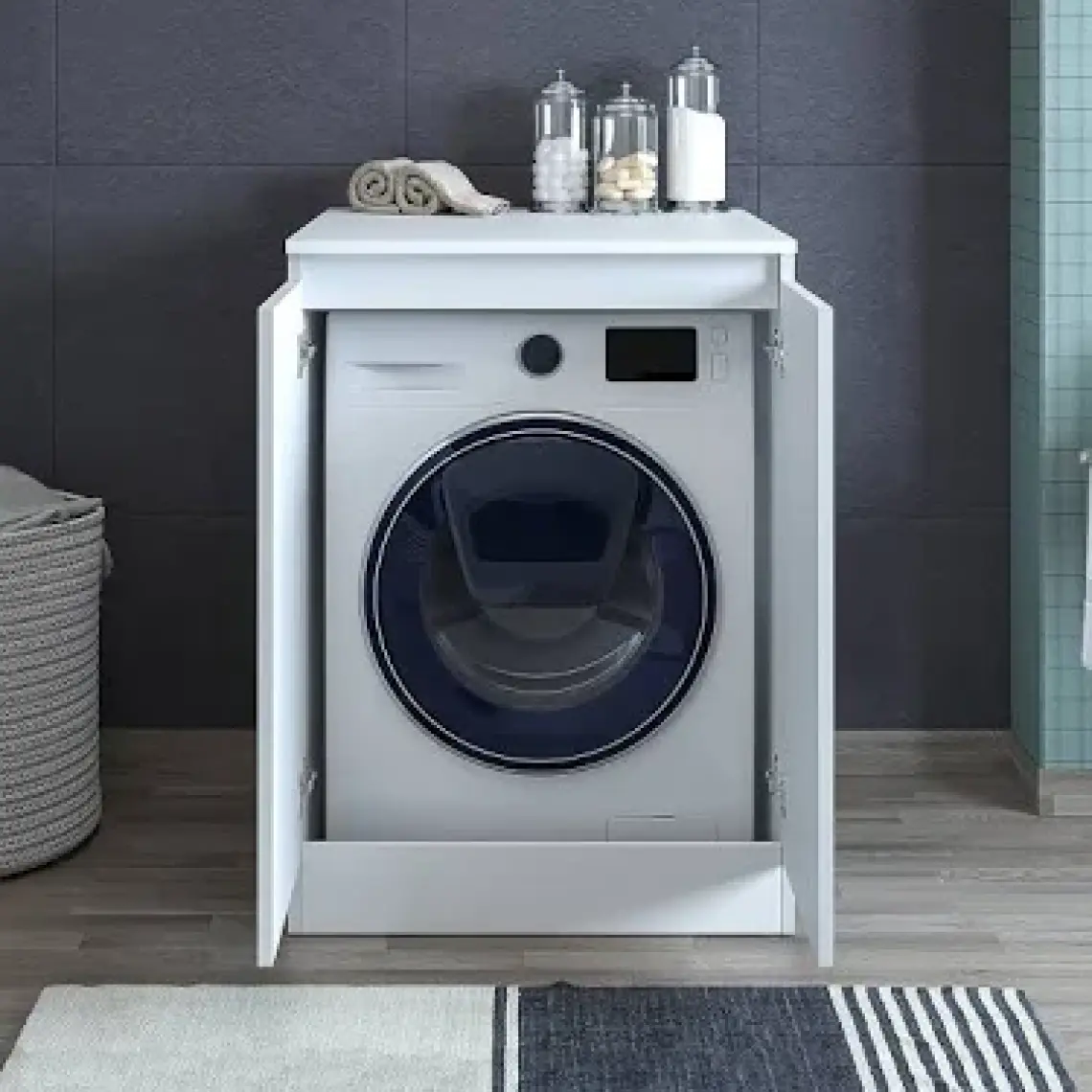 Banos Roomart Cm3 Kapaklı Çamaşır Makinesi Alt Dolabı - Beyaz