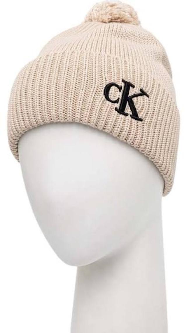 Calvin Klein Logo Işlemeli Yumuşak Ponponlu Örgü Bere K60K612653PAS Bayan Bere K60K612653 Pas
