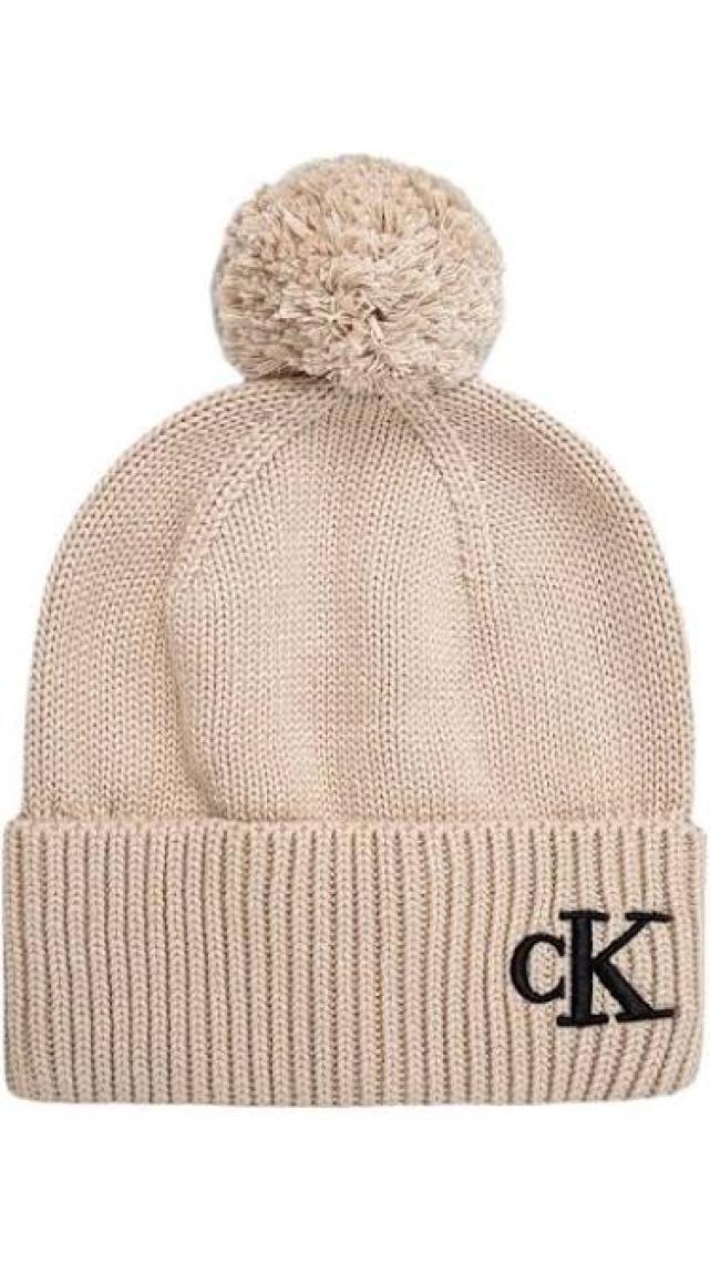 Calvin Klein Logo Işlemeli Yumuşak Ponponlu Örgü Bere K60K612653PAS Bayan Bere K60K612653 Pas