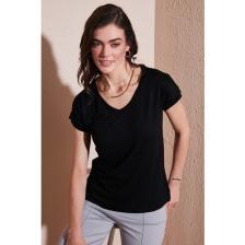 Lela V Yaka Rahat Kesim Yırtmaçlı Bluz Bayan BLUZ 5862000