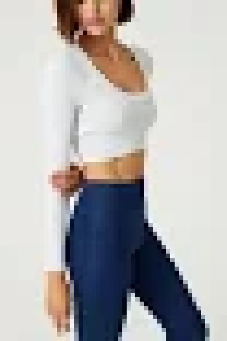 Los Ojos x Melodi Siyah Pamuklu Fitilli Crop Spor Bluz Long Sleeve