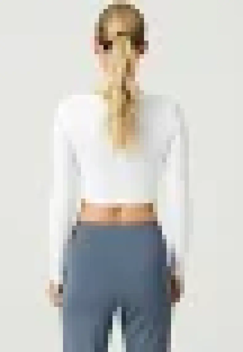Los Ojos x Melodi Siyah Pamuklu Fitilli Crop Spor Bluz Long Sleeve
