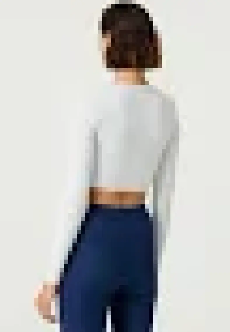 Los Ojos x Melodi Siyah Pamuklu Fitilli Crop Spor Bluz Long Sleeve