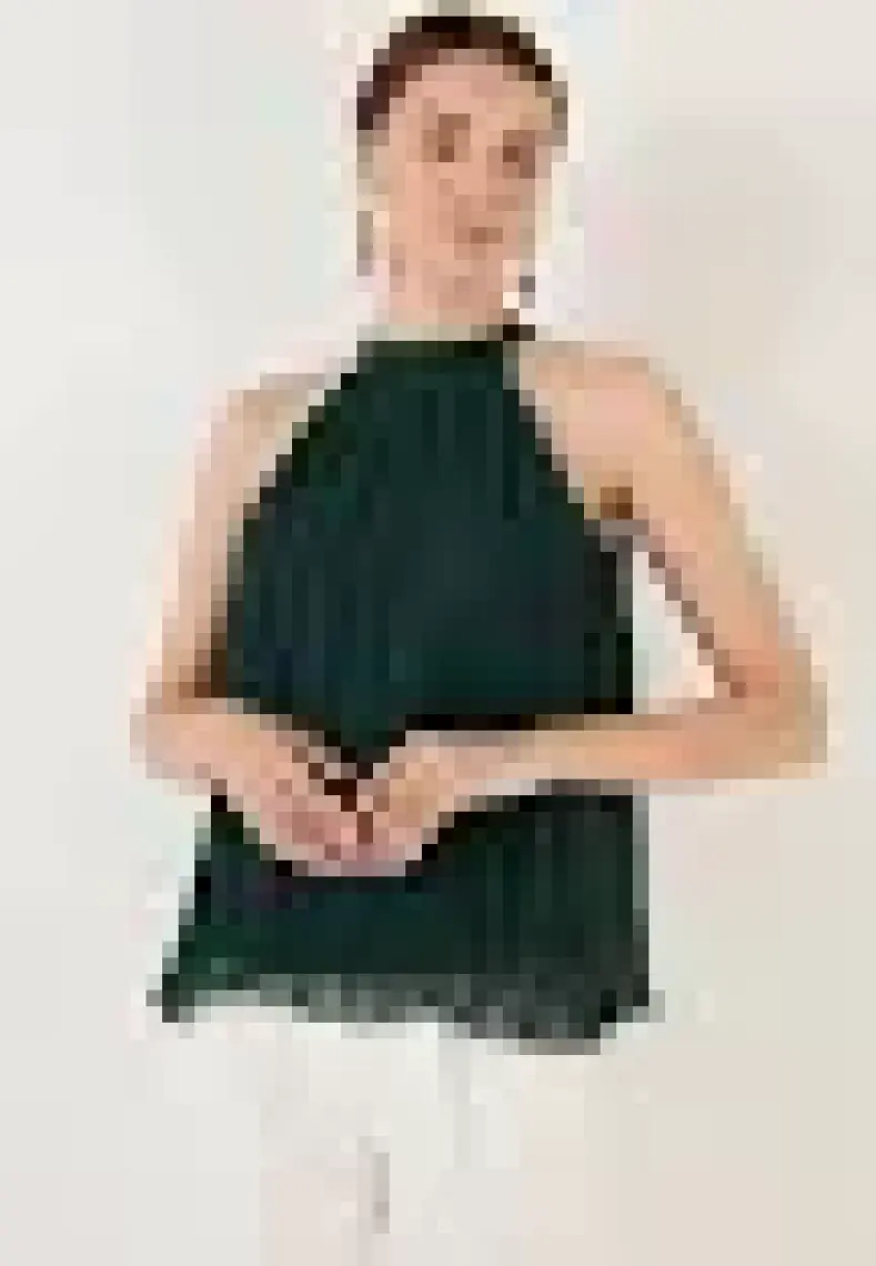 Lela Halter Yaka Kolsuz Piliseli Kadın Bluz 611BZ0220