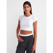Dilvin 30936 Vücuda Oturan Crop Top-Beyaz