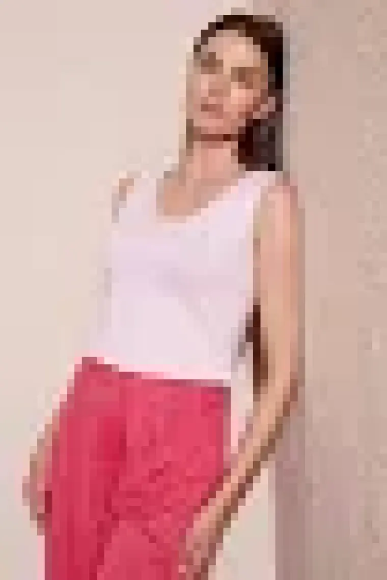 Lela V Yaka Kalın Askılı Kadın Bluz 5864384