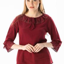 Zehra Şile Bezi Yazlık Bluz Bordo Brd